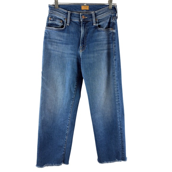 MOTHER Denim - Mother The Mid Rise Rambler Zip Ankle Fray Jeans Sz 27 Straight Dugout Doobies